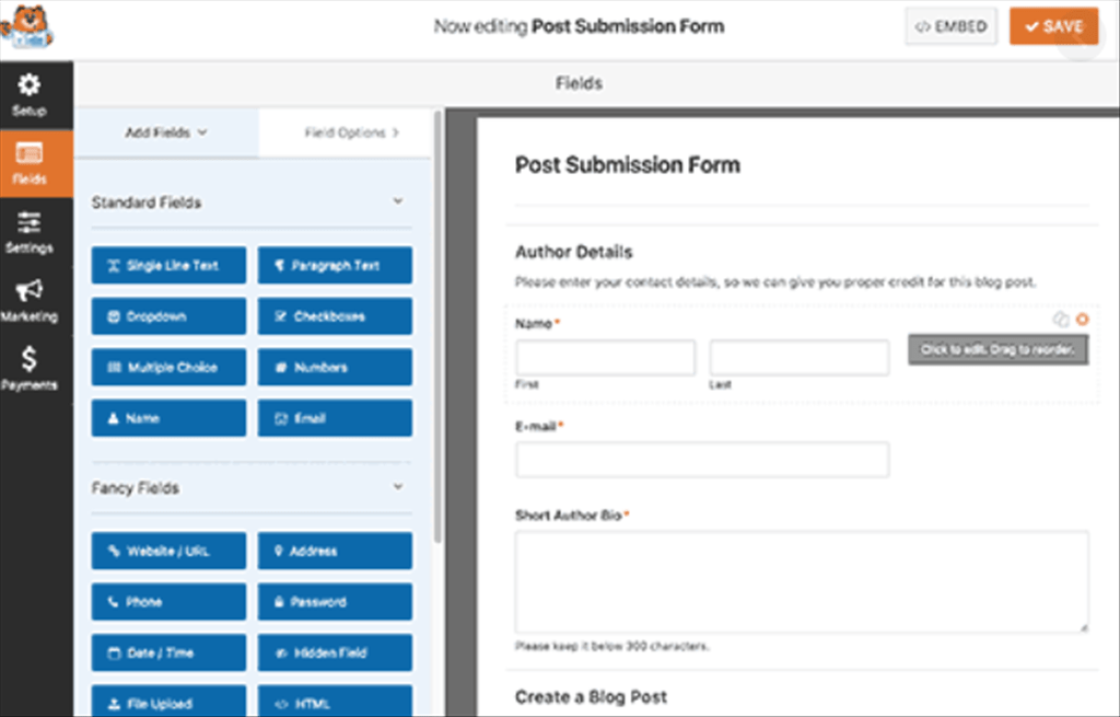 Front-end WordPress Post Submissions with WPForms